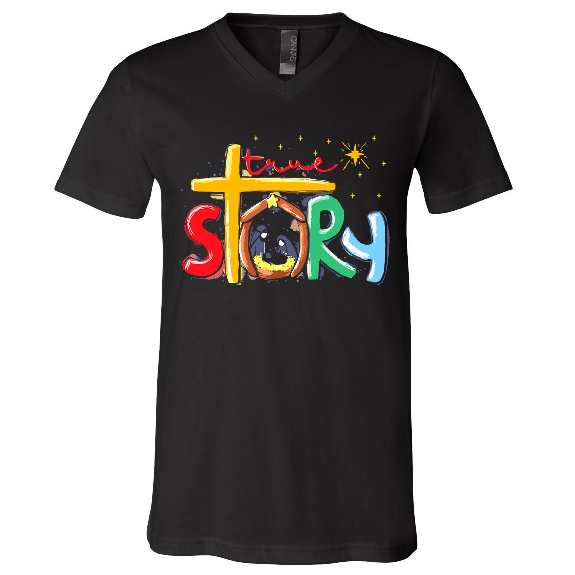 True Story Christmas Nativity Jesus Christian V-Neck T-Shirt