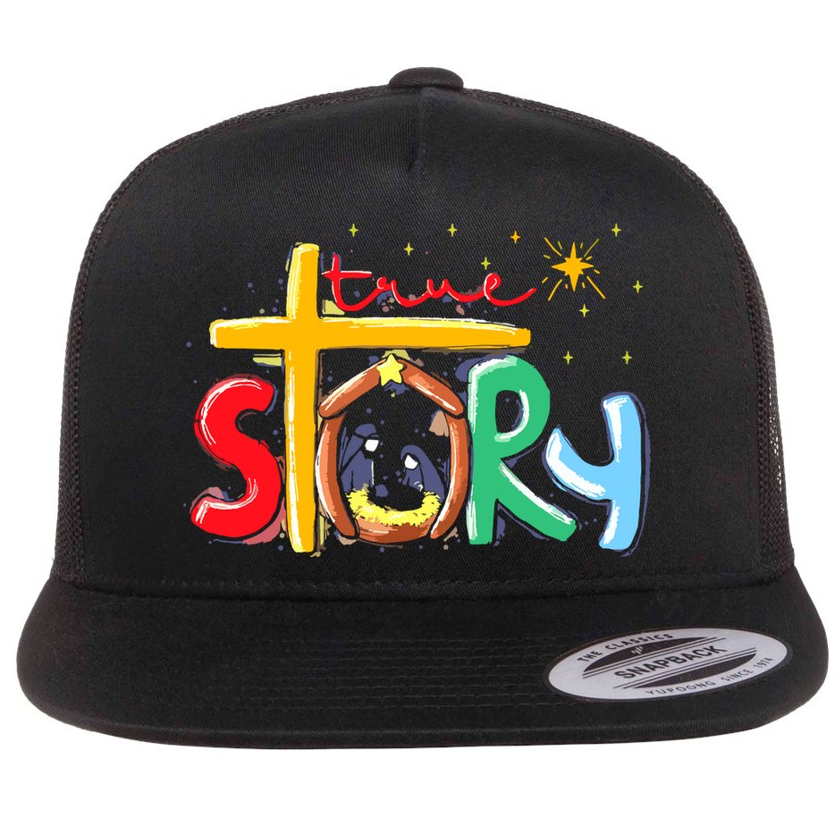 True Story Christmas Nativity Jesus Christian Flat Bill Trucker Hat
