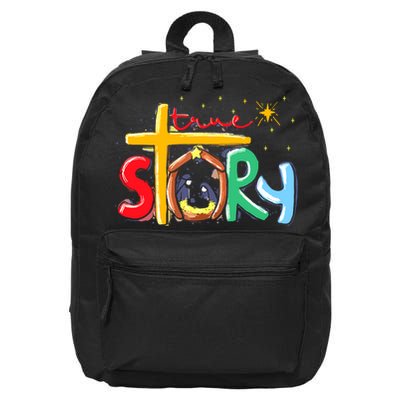 True Story Christmas Nativity Jesus Christian 16 in Basic Backpack