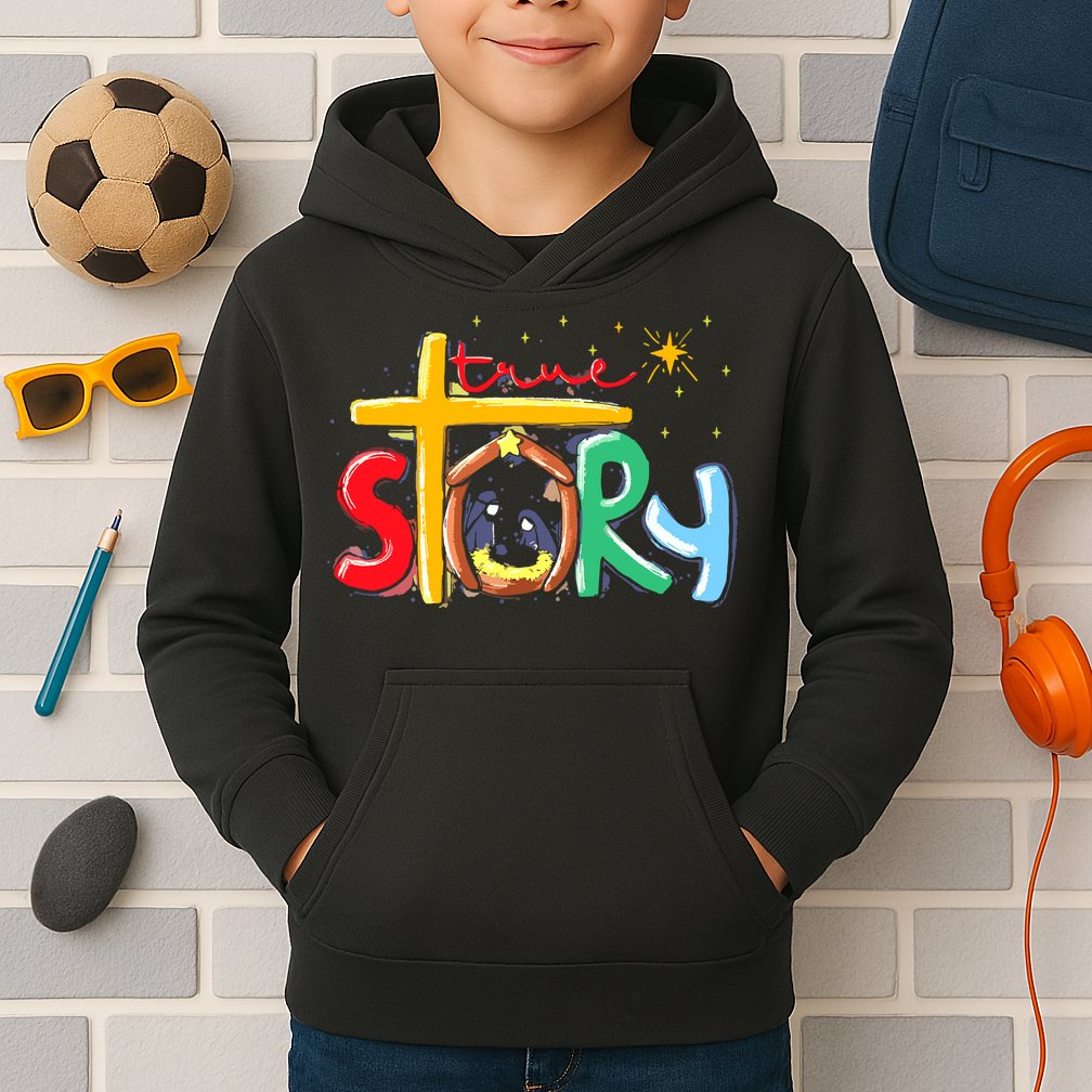 True Story Christmas Nativity Jesus Christian Kids Hoodie
