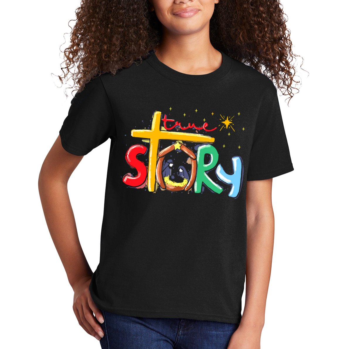 True Story Christmas Nativity Jesus Christian Kids T-Shirt
