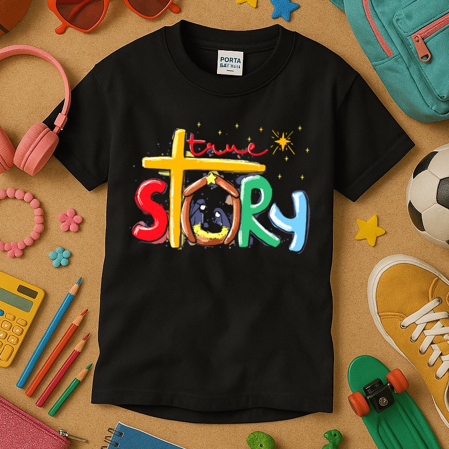 True Story Christmas Nativity Jesus Christian Kids T-Shirt