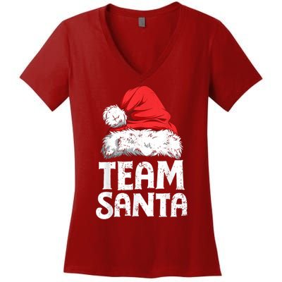 Team Santa Christmas Squad Family Matching Pajamas Boys Men Women's V-Neck T-Shirt