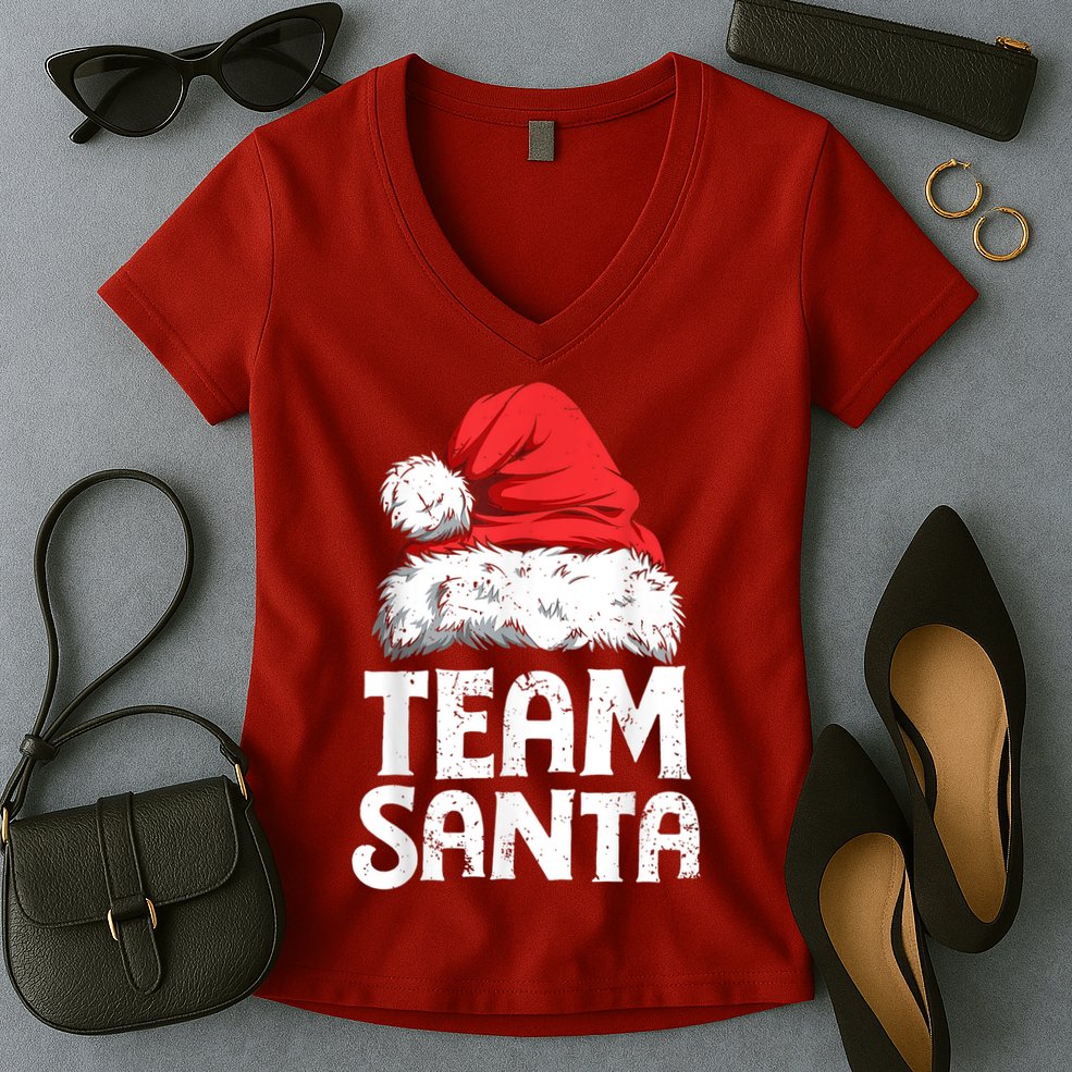 Team Santa Christmas Squad Family Matching Pajamas Boys Men Women's V-Neck T-Shirt