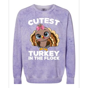 Thanksgiving Shirt Cutest Turkey In The Flock Colorblast Crewneck Sweatshirt