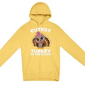 Thanksgiving Shirt Cutest Turkey In The Flock Premium Pullover Hoodie