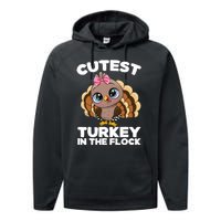 Thanksgiving Shirt Cutest Turkey In The Flock Performance Fleece Hoodie