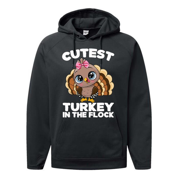 Thanksgiving Shirt Cutest Turkey In The Flock Performance Fleece Hoodie