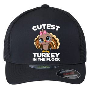 Thanksgiving Shirt Cutest Turkey In The Flock Flexfit Unipanel Trucker Cap