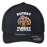 Thanksgiving Shirt Cutest Turkey In The Flock Flexfit Unipanel Trucker Cap