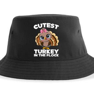 Thanksgiving Shirt Cutest Turkey In The Flock Sustainable Bucket Hat