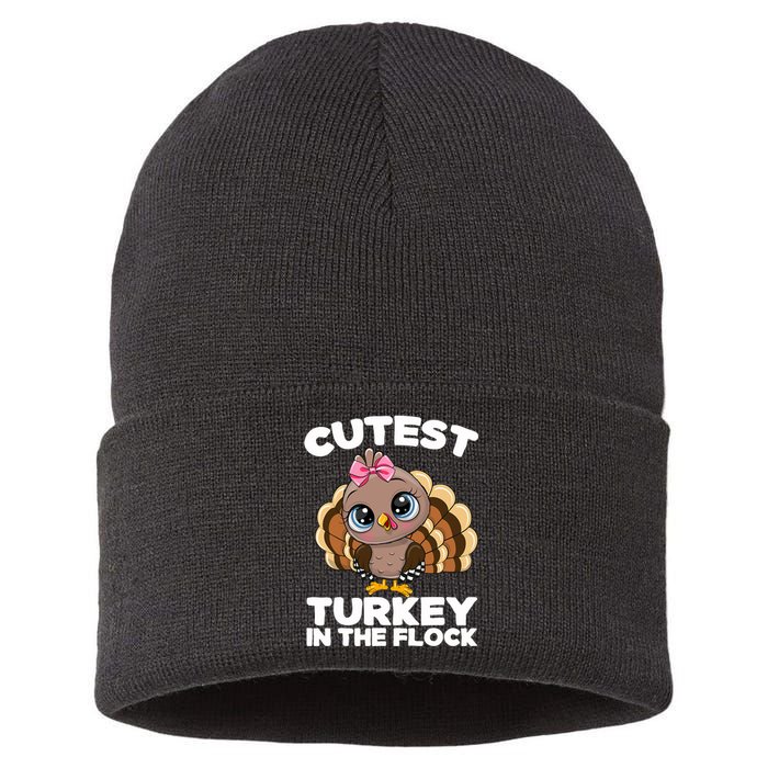 Thanksgiving Shirt Cutest Turkey In The Flock Sustainable Knit Beanie