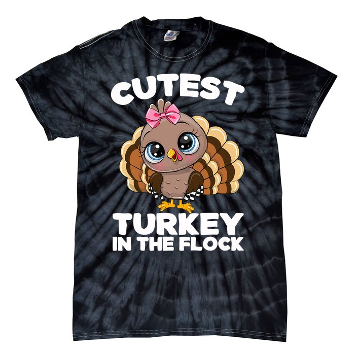 Thanksgiving Shirt Cutest Turkey In The Flock Tie-Dye T-Shirt