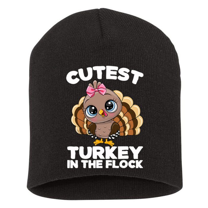 Thanksgiving Shirt Cutest Turkey In The Flock Short Acrylic Beanie