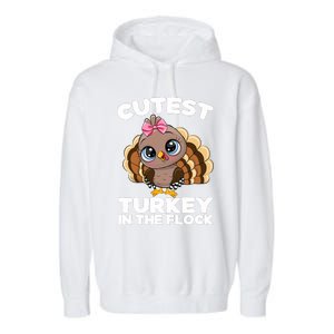 Thanksgiving Shirt Cutest Turkey In The Flock Garment-Dyed Fleece Hoodie