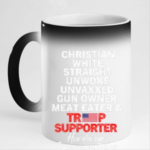 Trump Supporter Christian White Straight Unwoke Unvaxxed 11oz Black Color Changing Mug