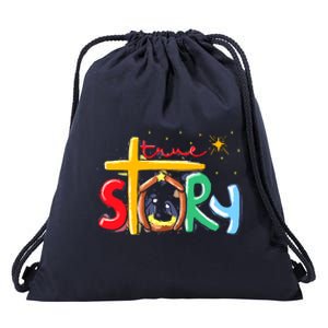 True Story Christmas Nativity Jesus Christian Christmas Drawstring Bag