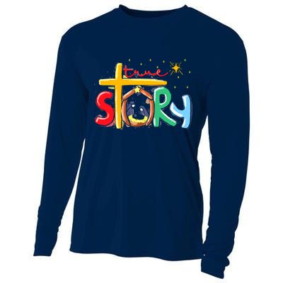 True Story Christmas Nativity Jesus Christian Christmas Cooling Performance Long Sleeve Crew