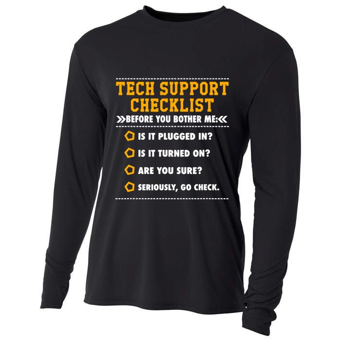 Tech Support Checklist Sysadmin Cooling Performance Long Sleeve Crew