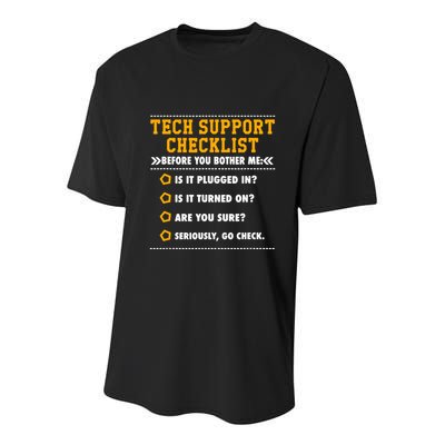 Tech Support Checklist Sysadmin Youth Performance Sprint T-Shirt