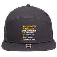 Tech Support Checklist Sysadmin 7 Panel Mesh Trucker Snapback Hat