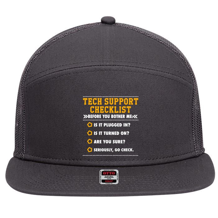Tech Support Checklist Sysadmin 7 Panel Mesh Trucker Snapback Hat