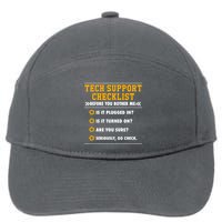 Tech Support Checklist Sysadmin 7-Panel Snapback Hat