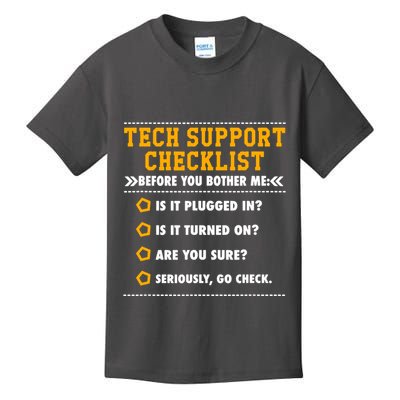 Tech Support Checklist Sysadmin Kids T-Shirt