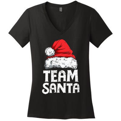 Team Santa Christmas Squad Family Matching Pajamas Women's V-Neck T-Shirt