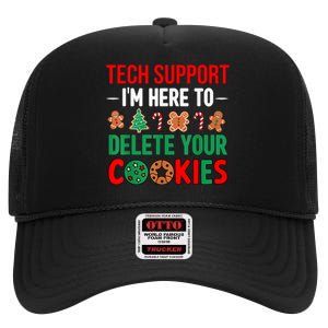 Tech Support Christmas Cookies Funny Christmas High Crown Mesh Back Trucker Hat