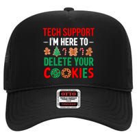 Tech Support Christmas Cookies Funny Christmas High Crown Mesh Back Trucker Hat