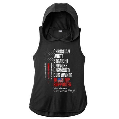 Trump Supporter Christian White Straight Unwoke Ladies PosiCharge Tri-Blend Wicking Draft Hoodie Tank