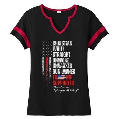 Trump Supporter Christian White Straight Unwoke Ladies Halftime Notch Neck Tee