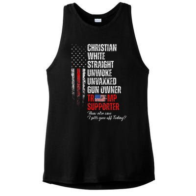 Trump Supporter Christian White Straight Unwoke Ladies PosiCharge Tri-Blend Wicking Tank