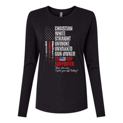 Trump Supporter Christian White Straight Unwoke Womens Cotton Relaxed Long Sleeve T-Shirt