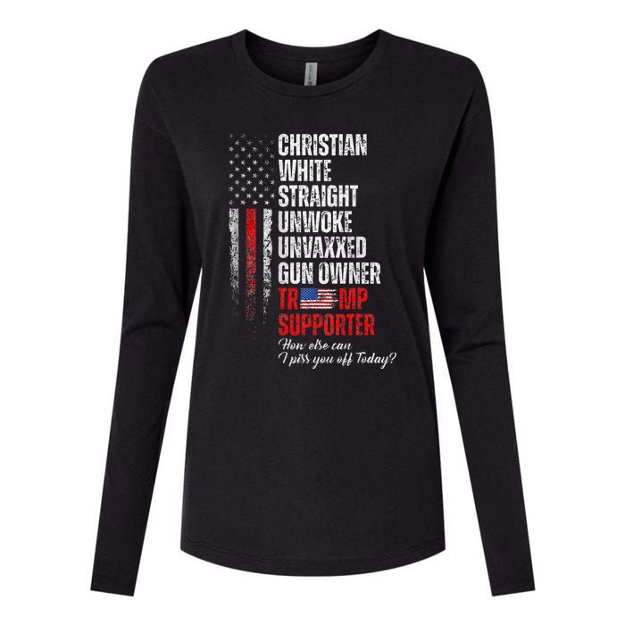 Trump Supporter Christian White Straight Unwoke Womens Cotton Relaxed Long Sleeve T-Shirt