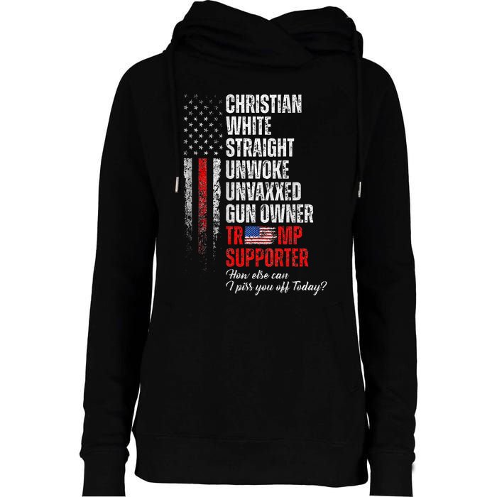 Trump Supporter Christian White Straight Unwoke Womens Funnel Neck Pullover Hood