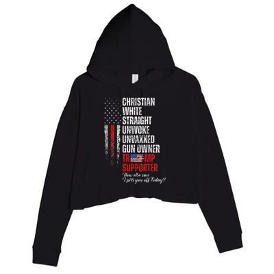 Trump Supporter Christian White Straight Unwoke Crop Fleece Hoodie