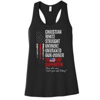 Trump Supporter Christian White Straight Unwoke Women's Racerback Tank