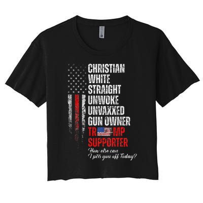 Trump Supporter Christian White Straight Unwoke Women's Crop Top Tee