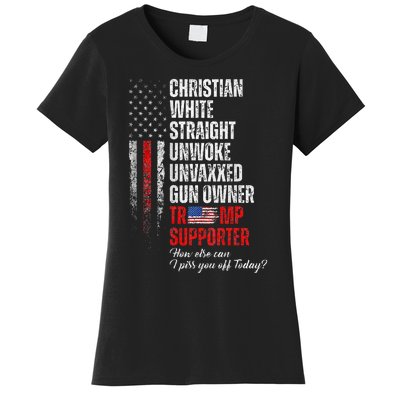 Trump Supporter Christian White Straight Unwoke Women's T-Shirt