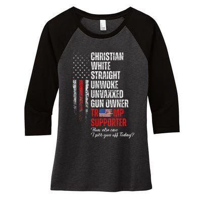 Trump Supporter Christian White Straight Unwoke Women's Tri-Blend 3/4-Sleeve Raglan Shirt