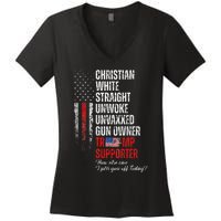 Trump Supporter Christian White Straight Unwoke Women's V-Neck T-Shirt