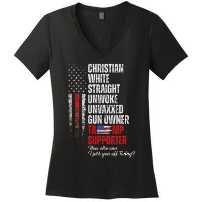 Trump Supporter Christian White Straight Unwoke Women's V-Neck T-Shirt