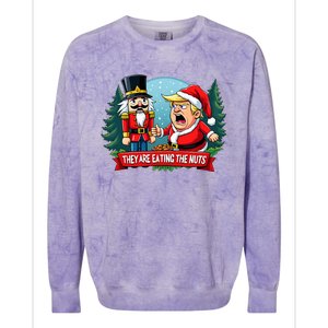 Trump Santa Claus With Nutcracker They Are Eating The Nuts Colorblast Crewneck Sweatshirt