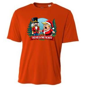 Trump Santa Claus With Nutcracker They Are Eating The Nuts Cooling Performance Crew T-Shirt