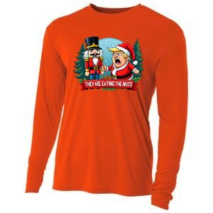 Trump Santa Claus With Nutcracker They Are Eating The Nuts Cooling Performance Long Sleeve Crew