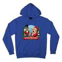 Trump Santa Claus With Nutcracker They Are Eating The Nuts Tall Hoodie