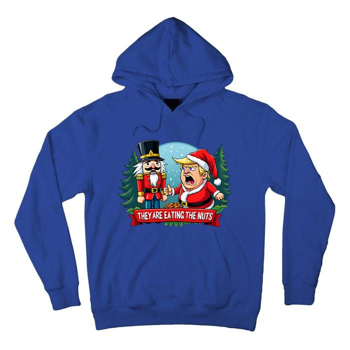 Trump Santa Claus With Nutcracker They Are Eating The Nuts Tall Hoodie