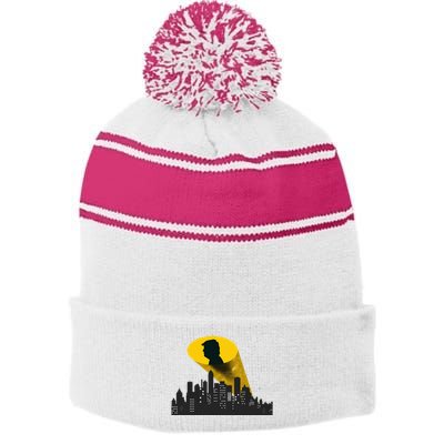 Trump Signal Calling A Super Hero Stripe Pom Pom Beanie
